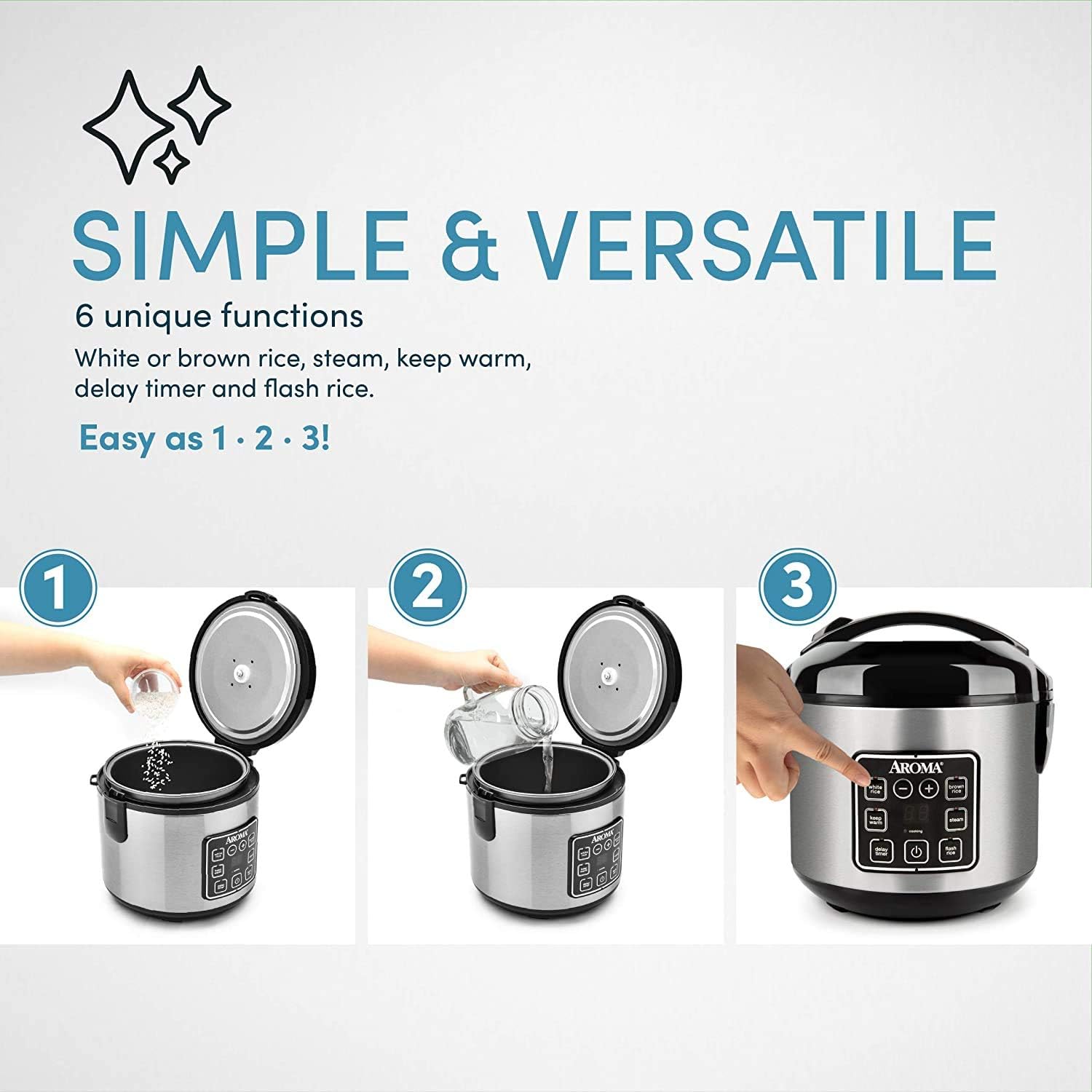 8 Cup Digital Stainless Rice Cooker and Food Steamer F7604