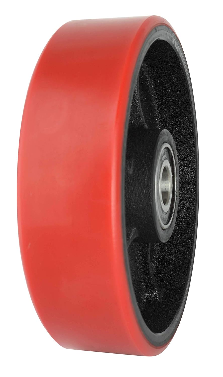Red Poly Tread Steering Wheels Set with Axle, Fasteners and Protective Caps (4 pcs) 7 x 2 with Bearings ID 20mm S598648