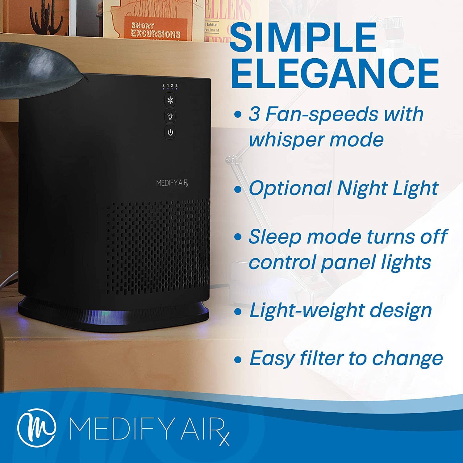 Compact Tabletop Air Purifier with HEPA Filter, Black S4590