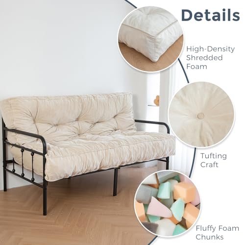Beige 8" Full Size Velvet Futon Mattress K43004
