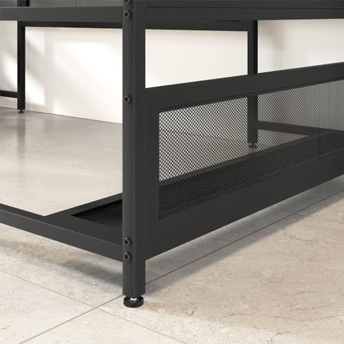 Black U Shaped 82" Computer Desk with LED Lights and Power Outlets N448910