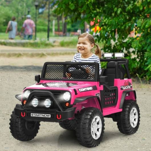 12V Pink Kids Electric Ride on Truck Car with Lights and Music C528494