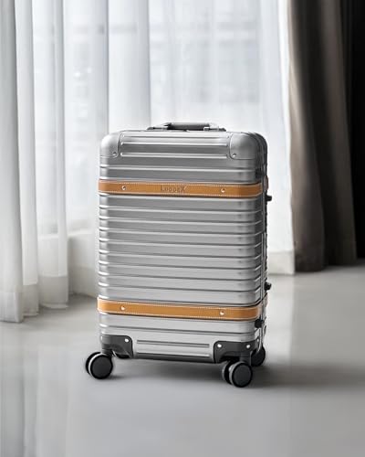 Silver 20 Inch All Aluminum Carry On Luggage with Wheels L477