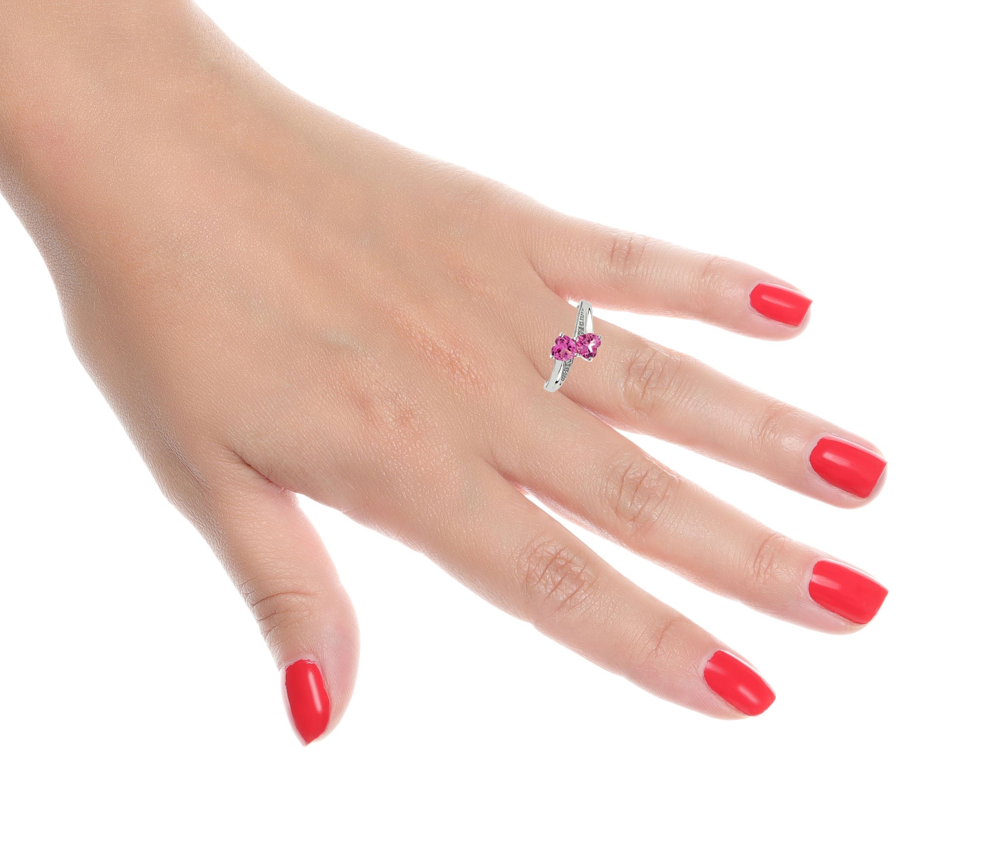 1.10 Ct Heart Pink Sapphire Diamond Accent 925 Sterling Silver Ring Size 7 H3791