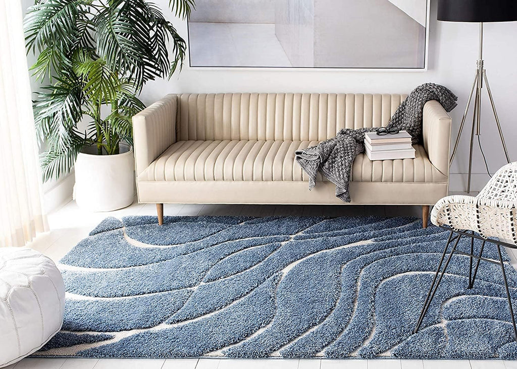 Light Blue & Cream 8'6" x 12' Area Rug Q99424