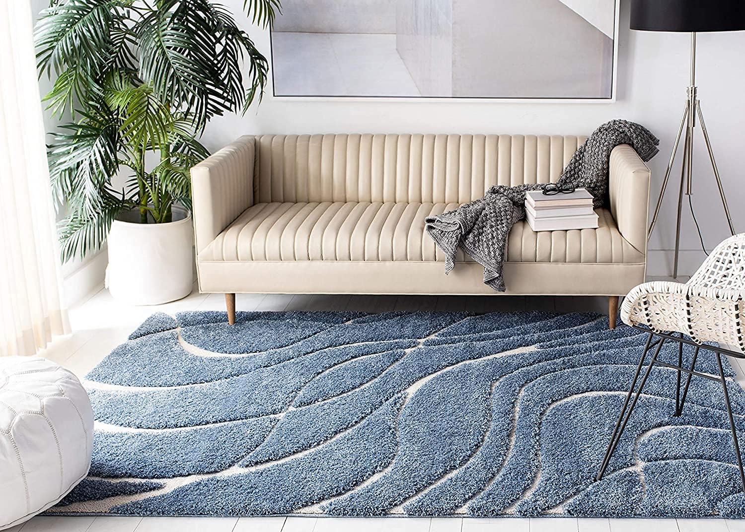 Light Blue & Cream 8'6" x 12' Area Rug Q99424