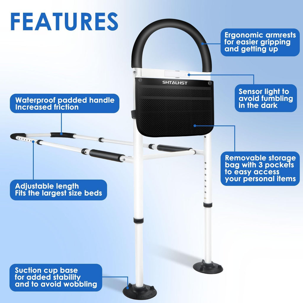 Adjustable Bed Safety Rails with Motion Light & Storage Pocket D160804