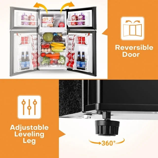 3.2 Cu.ft Double Door Mini Fridge with Freezer V6364