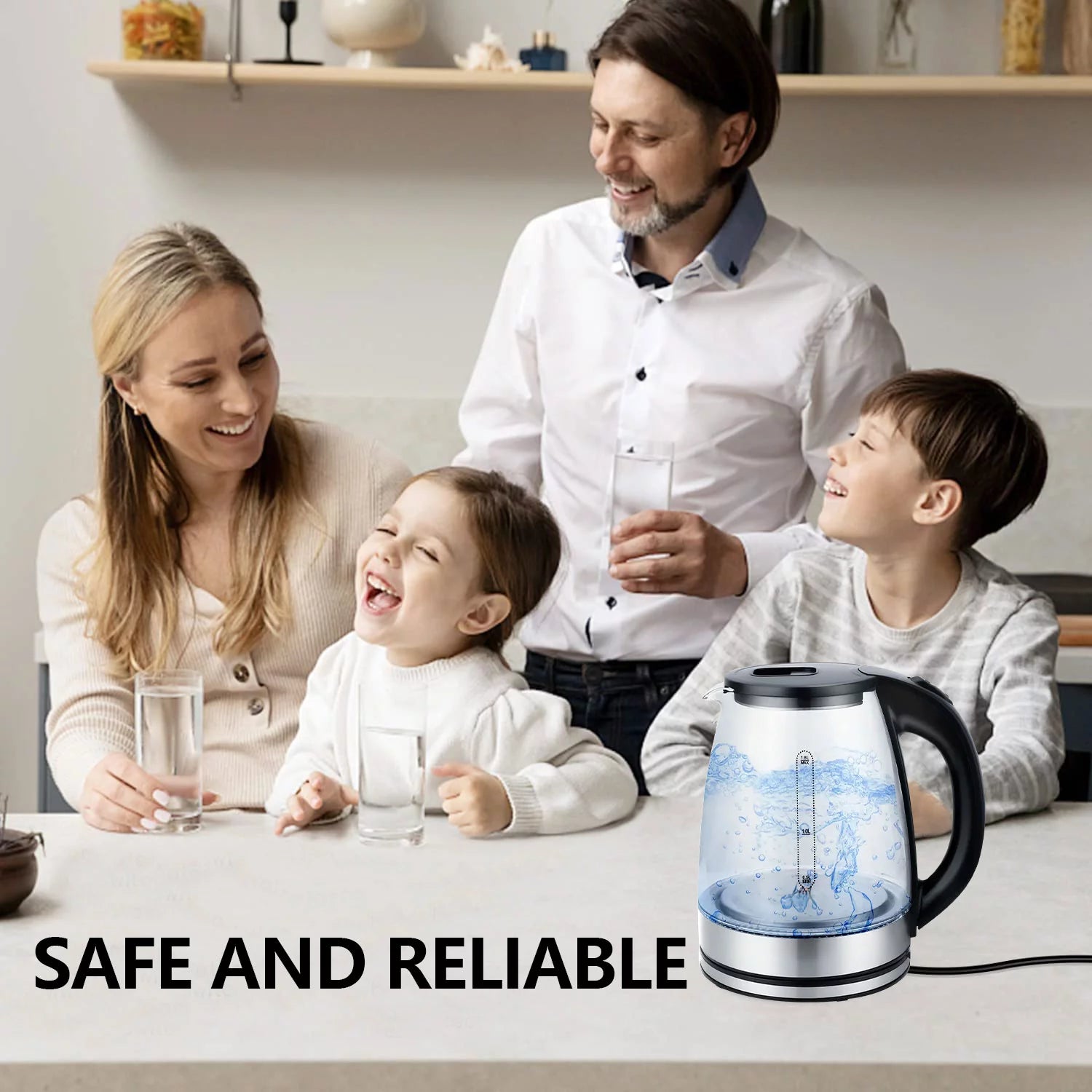 1.8 Liter Glass and Steel Electric Kettle with Auto Shut-Off U735457