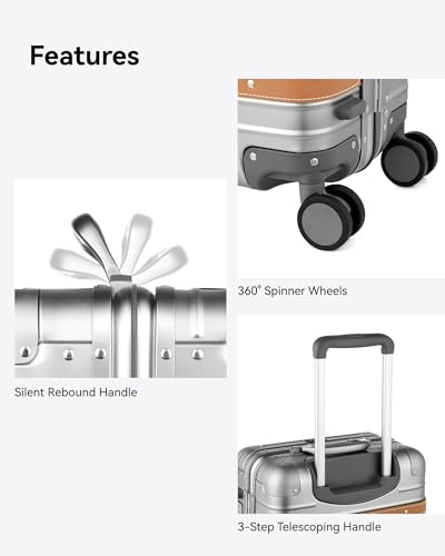 Silver 20 Inch All Aluminum Carry On Luggage with Wheels L477