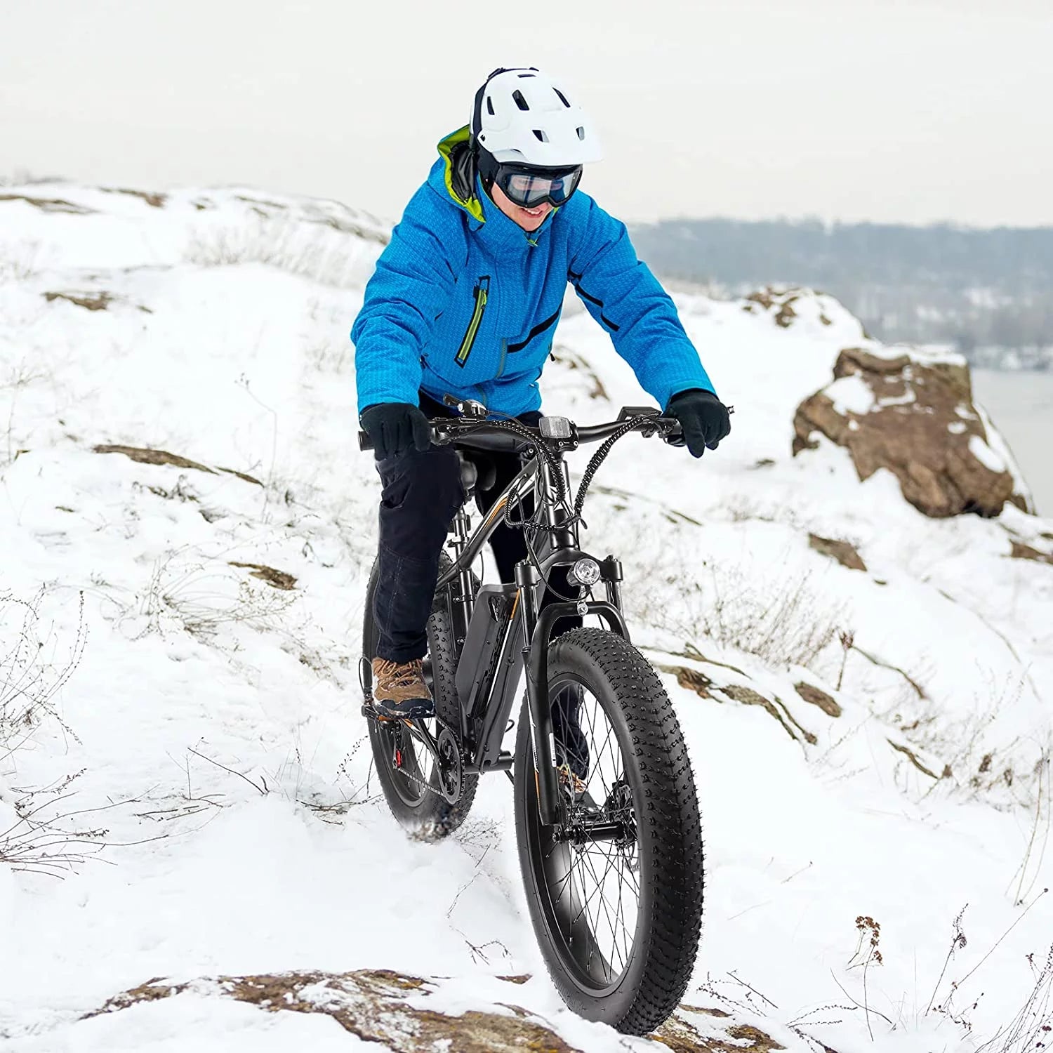 26" Fat Tire Electric Mountain Bike 500W 48V 13AH Removable Battery Shimano 7 Speed E238
